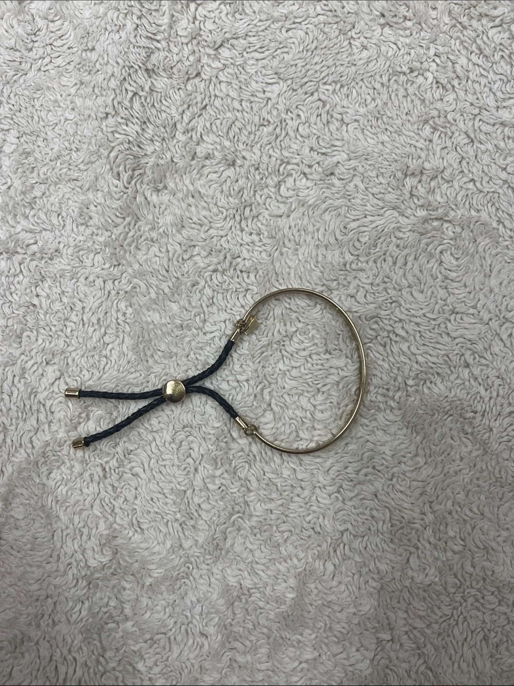Gold Tone Women’s Adjustable Bangle Bracelet with Black Cord